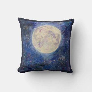 Bright Full Moon Night Sky Maureen Girard Throw Pillow