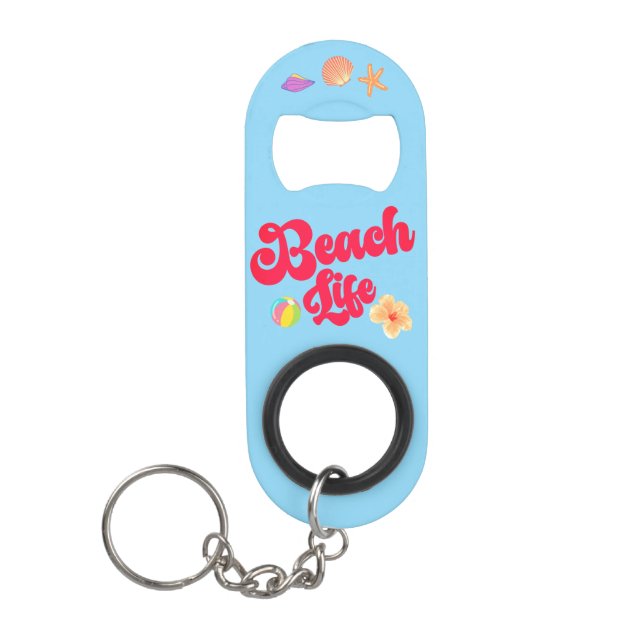 Bright Fun Beach Life Keychain Bottle Opener (Front)