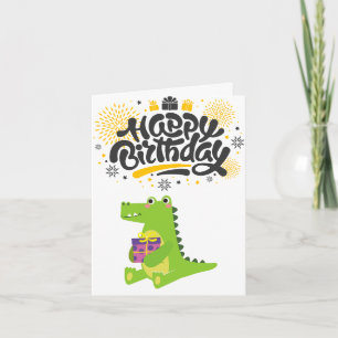 Bright & Fun Crocodile Happy Birthday Card