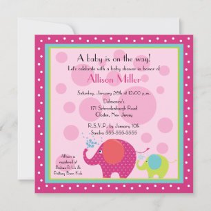 Bright & Fun Elephant Baby Shower Invitation