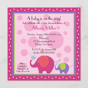 Bright & Fun Elephant Baby Shower Invitation