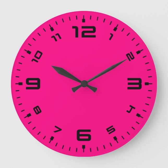 Bright Fun Magenta Pink Large Clock (Front)
