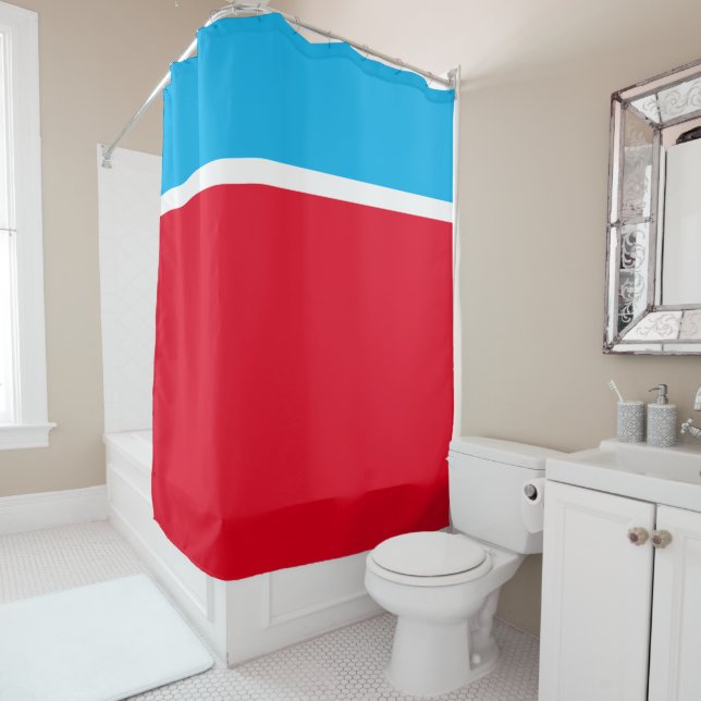 Bright Fun Nautical Red White Sky Blue Colour Bloc (In Situ)