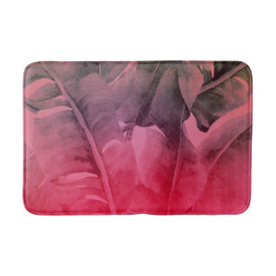 Bright Fun Pink Tropical Summer Palm Leaves Bath Mat