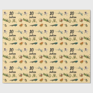 Bright Fun Reptile Birthday Party Wrapping Paper