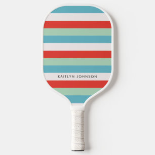 Bright Fun Summer Retro Colourful Stripes Pickleball Paddle