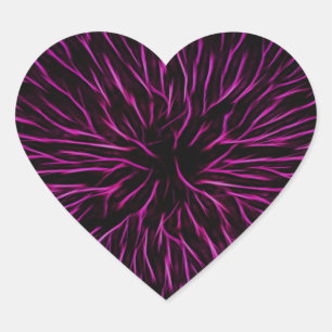 Bright Funky Hot Pink Firecracker Abstract Heart Sticker