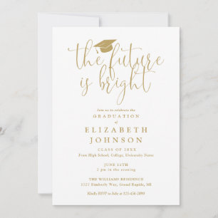 Bright Future Elegant Gold Script Graduation Party Invitation