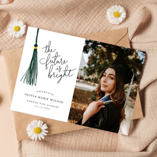 Bright Future Green Tassel Graduation Announcement (Creator Uploaded)