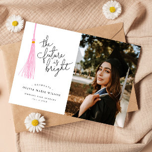 Bright Future Light Pink Graduation Announcement
