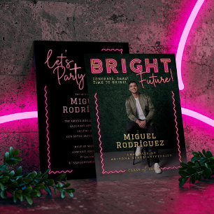 Bright Future Pink Neon Grad Photo Graduation