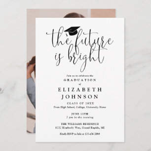Bright Future Script Photo Graduation Party Invitation