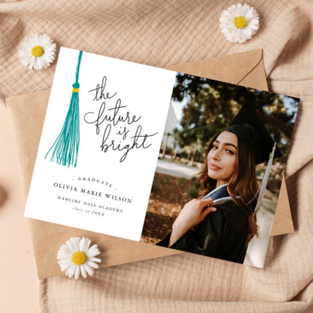 Bright Future Teal Tassel Graduation Announcement (Creator Uploaded)