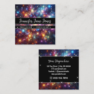 Bright Galaxy Nebula Glitter Sparkling Stars Square Business Card