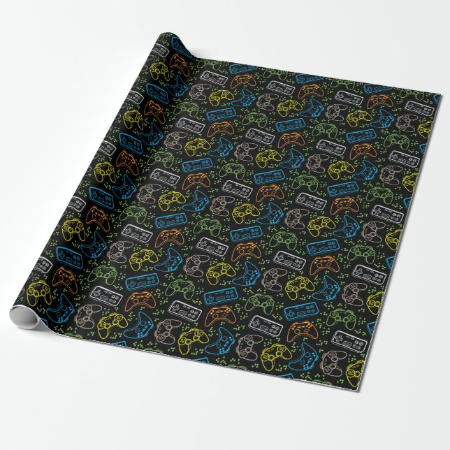 Bright gaming joysticks: cool pattern. wrapping paper (Unrolled)