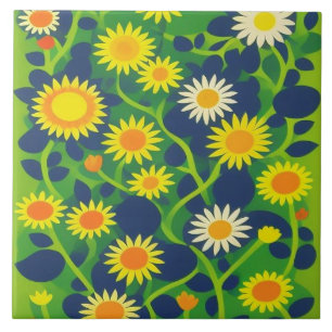 Bright Garden Blooms Tile