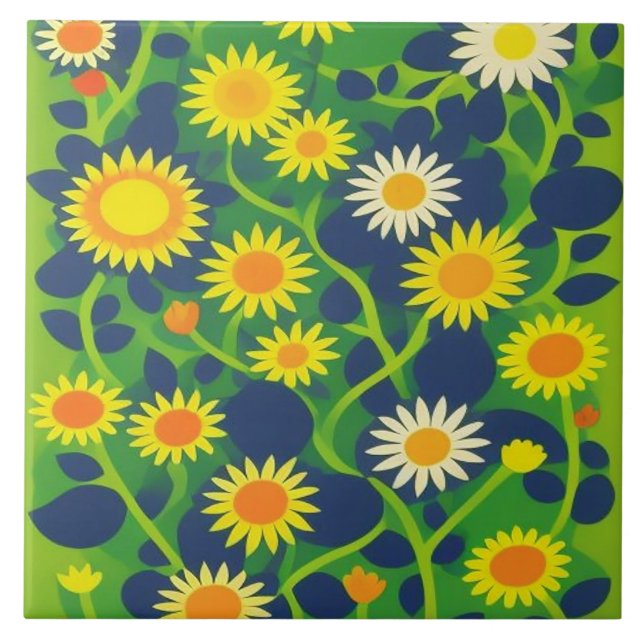 Bright Garden Blooms Tile (Front)
