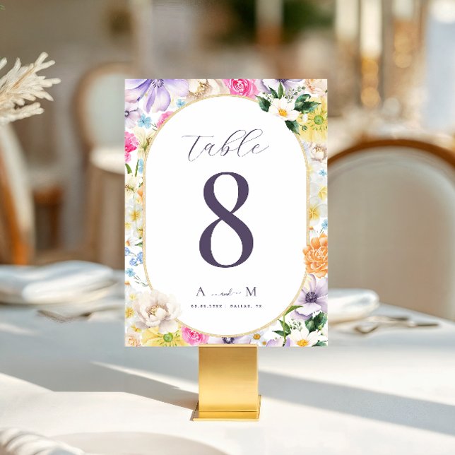 Bright Garden Floral Chic Monogram Elegant Wedding Table Number (Creator Uploaded)