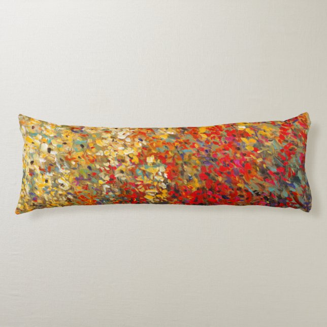 Bright Garden Mural of Spring Wildflowers Body Pillow (Front)
