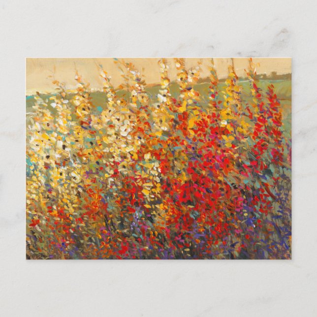 Bright Garden Mural of Spring Wildflowers Postcard (Front)