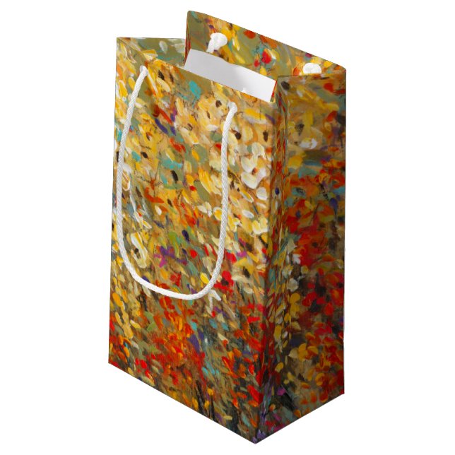 Bright Garden Mural of Spring Wildflowers Small Gift Bag (Back Angled)