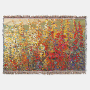 Bright Garden Mural of Spring Wildflowers Throw Blanket