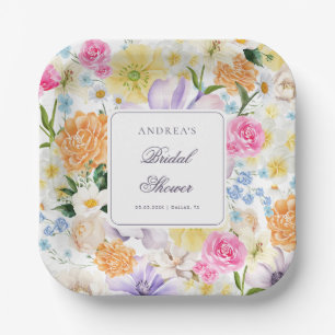 Bright Garden Spring Floral Summer Bridal Shower Paper Plate