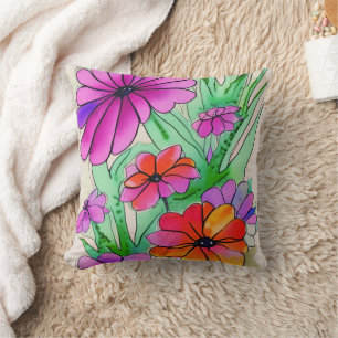 Bright Garden Throw Pillow