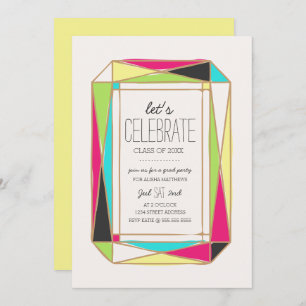 Bright Gem Grad Party Invitation
