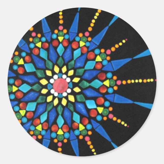 Bright Gemstone Mosaic on Black stickers (Front)