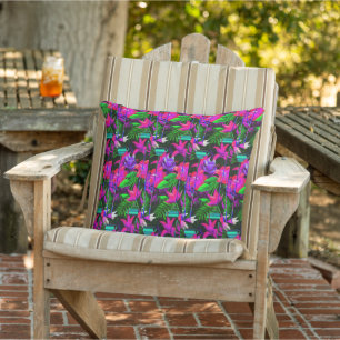 Bright Geometric African Floral  Outdoor Pillow