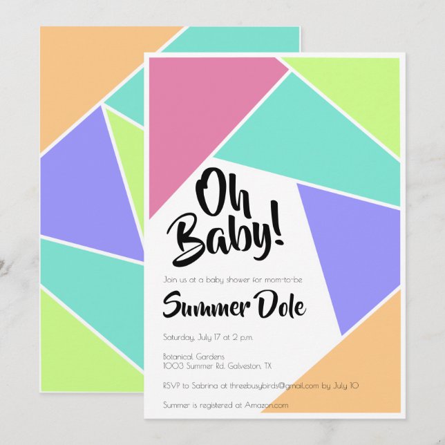Bright Geometric Baby Shower Invitations (Front/Back)