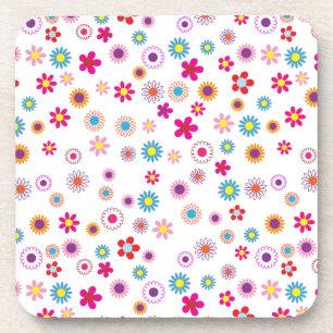 Bright Geometric Floral Hard Plastic Coasters