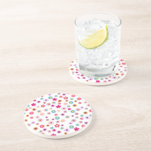 Bright Geometric Floral Sandstone Coaster