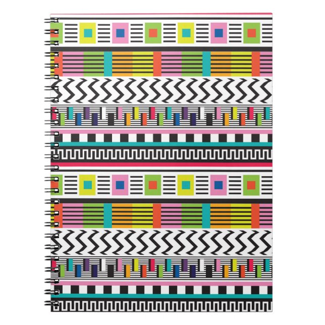 Bright Geometric Lines: Abstract Seamless. Notebook (Front)