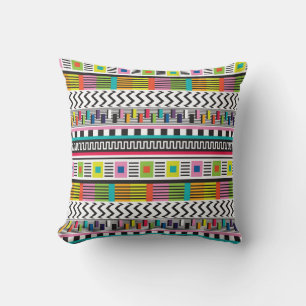 Bright Geometric Lines: Abstract Seamless. Throw Pillow