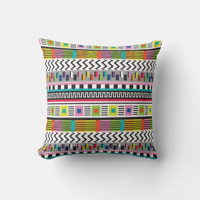 Bright Geometric Lines: Abstract Seamless. Throw Pillow (Front)