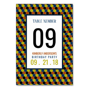 Bright Geometric Pattern, Modern Birthday Table No Table Number