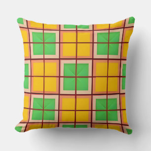 Bright Geometric Pattern with Symmetrical Shapes Throw Pillow