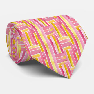 Bright Geometric “Pink Lemonade” Abstract Tie