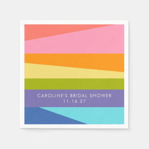 Bright Geometric Rainbow Custom Bridal Shower Napkin