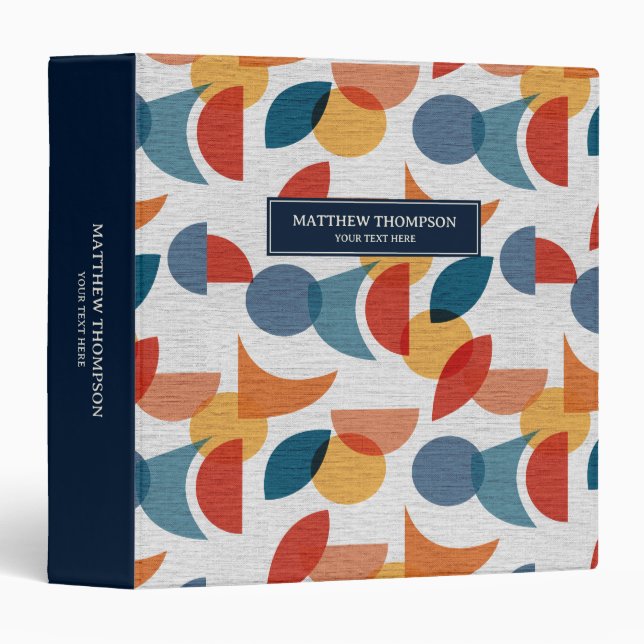 Bright Geometric Retro Abstract Midcentury Modern Binder (Front/Spine)