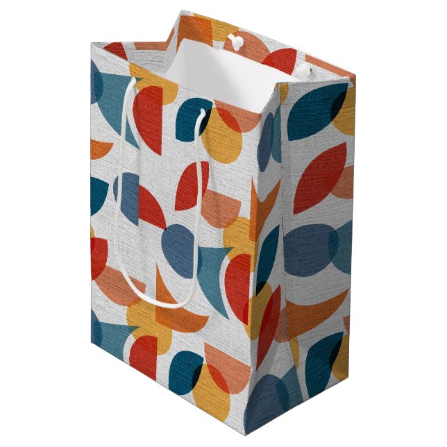 Bright Geometric Retro Abstract Midcentury Modern Medium Gift Bag (Front Angled)