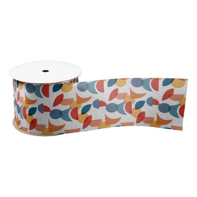 Bright Geometric Retro Abstract Midcentury Modern Satin Ribbon (Spool)