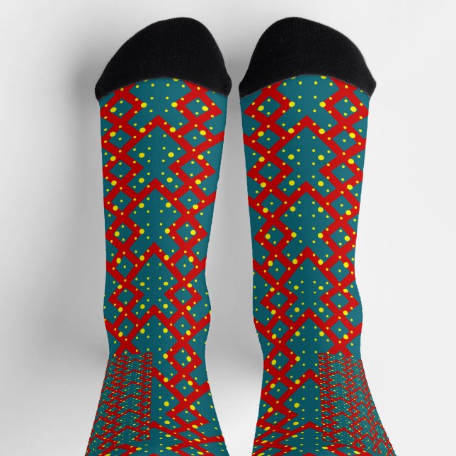 Bright Geometric Shape Pattern – Fun Stylish Decor Socks (Top)