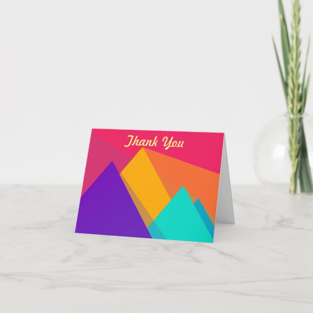 Bright Geometric Triangles and Shapes Thank You Card (Front)