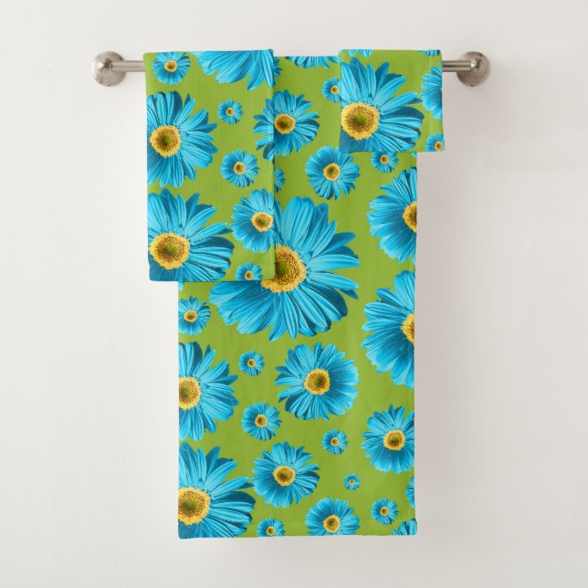 Bright Gerbera Daisy Pattern Bath Towel Set (Insitu)