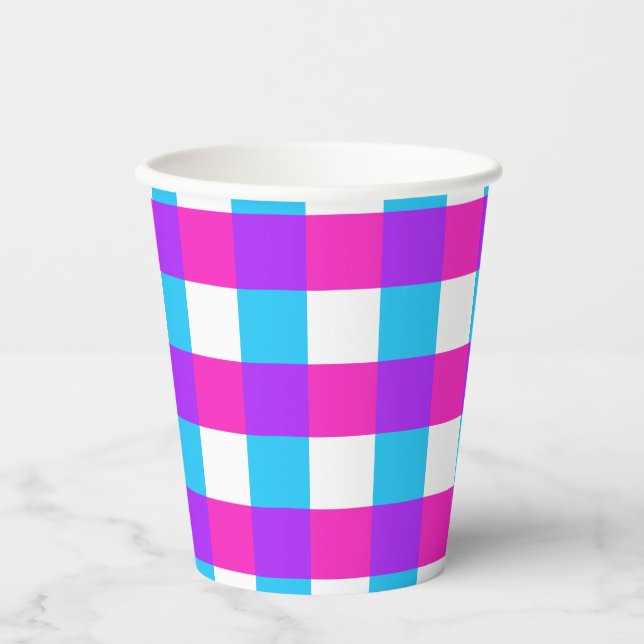 Bright Gingham Party Cups - style 3 (Front)