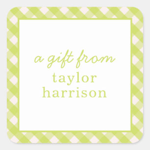 Bright Gingham Personalized Gift Stickers