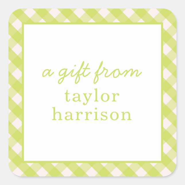 Bright Gingham Personalized Gift Stickers (Front)